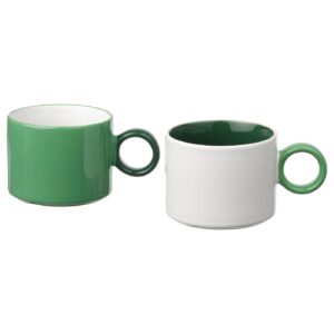 محصول IKEA PIGGAL mug 30 cl white/green 2-